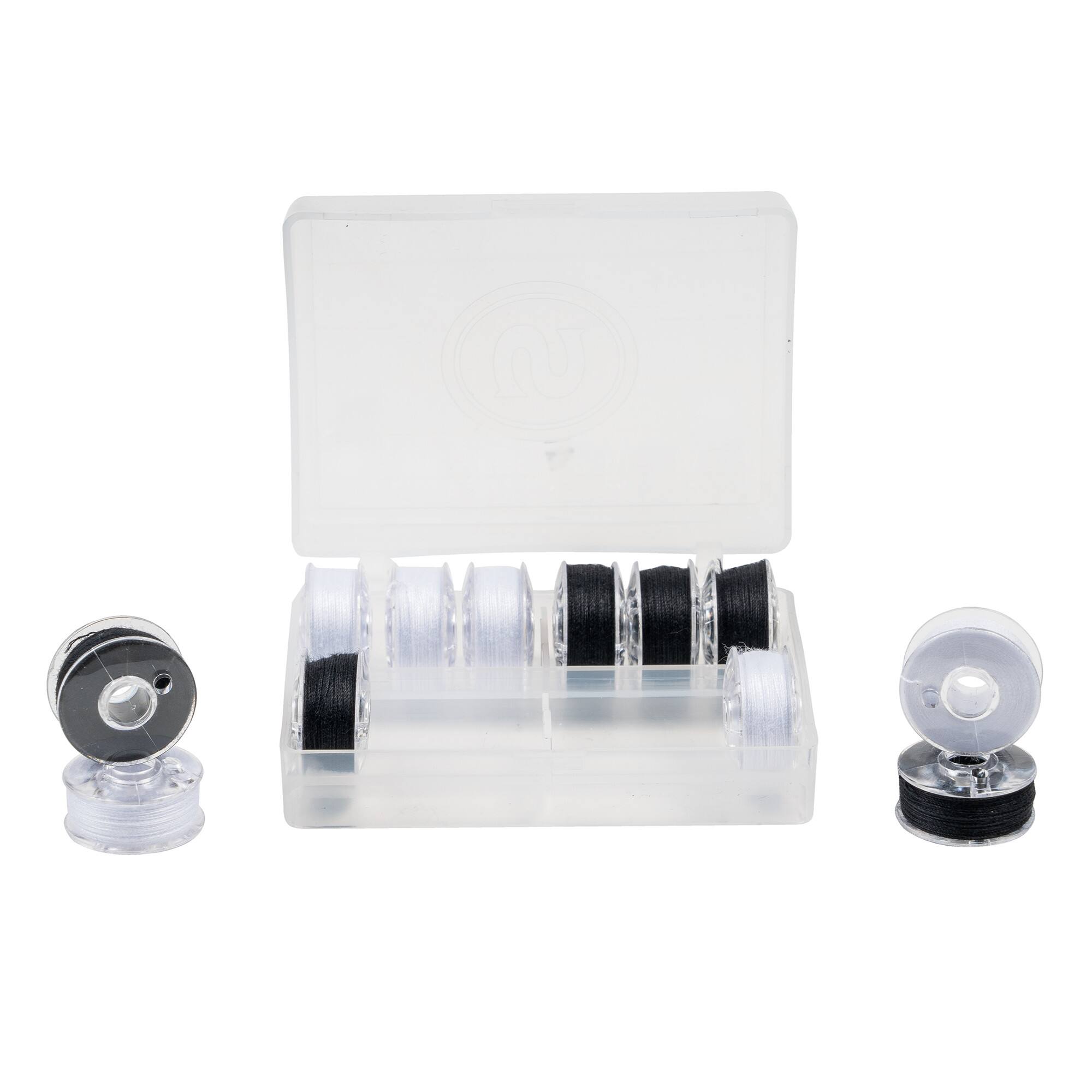 SINGER® Class 66 Sewing Bobbin & Storage Rings Set, Black & White